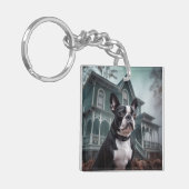 Boston Terrier Halloween eng Sleutelhanger (Voorkant Links)