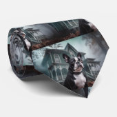 Boston Terrier Halloween eng Stropdas (Opgerold)