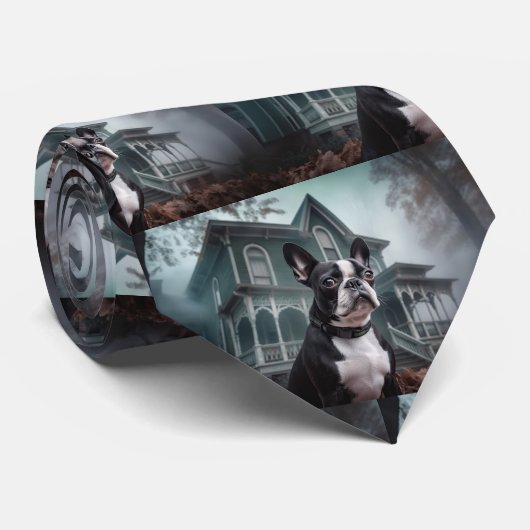 Boston Terrier Halloween eng Stropdas (Opgerold)