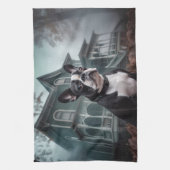 Boston Terrier Halloween eng Theedoek (Verticaal)