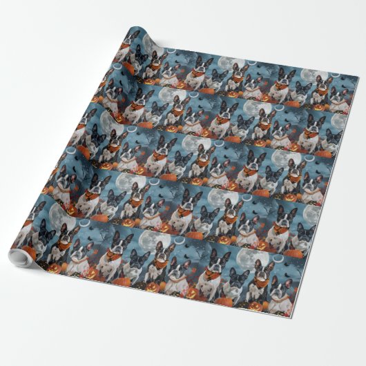 Boston Terrier Halloween Griezelen Cadeaupapier (Uitgerold)