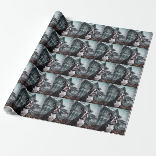 Boston Terrier Halloween Griezelen Cadeaupapier (Uitgerold)