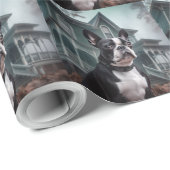 Boston Terrier Halloween Griezelen Cadeaupapier (Rol Hoek)