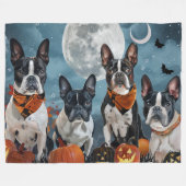 Boston Terrier Halloween Griezelen Fleece Deken (Voorkant (Horizontaal))