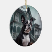 Boston Terrier Halloween Griezelen Keramisch Ornament (Rechts)