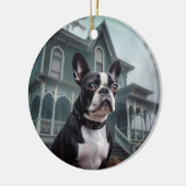 Boston Terrier Halloween Griezelen Keramisch Ornament (Links)