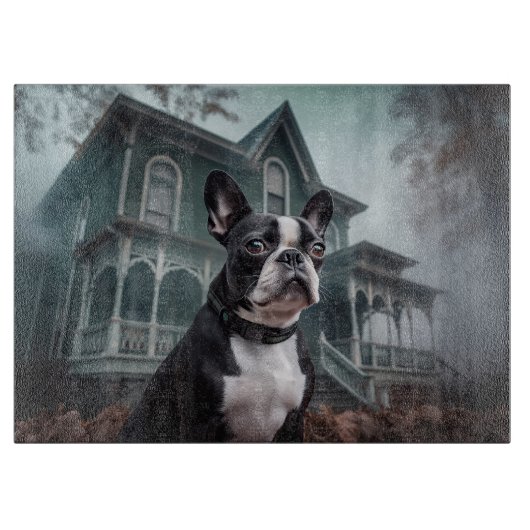 Boston Terrier Halloween Griezelen Snijplank (Voorkant)