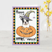 Boston Terrier Halloween Kaart (Gele Bloem)