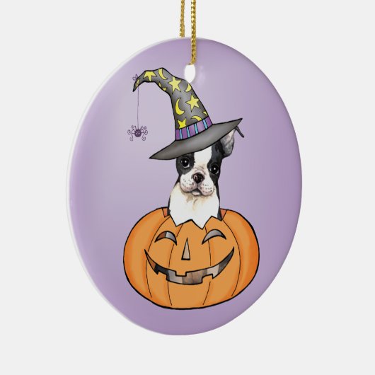 Boston Terrier Halloween Keramisch Ornament (Rechts)