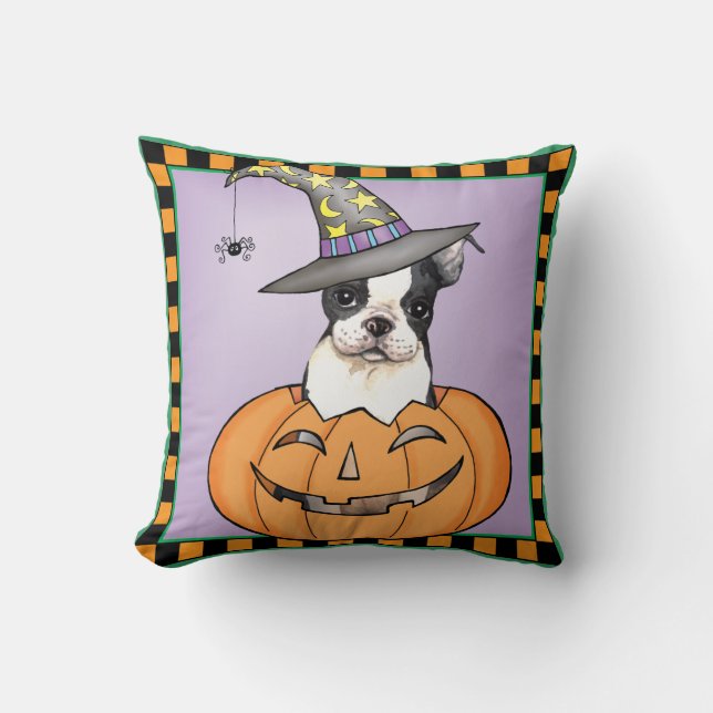 Boston Terrier Halloween Kussen (Voorkant)