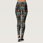 Boston Terrier Halloween Nacht Doggy Delight Leggings (Achterkant)