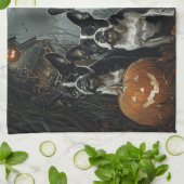 Boston Terrier Halloween Nacht Doggy Delight Theedoek (Gevouwen)