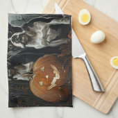 Boston Terrier Halloween Nacht Doggy Delight Theedoek (Quarter Fold)