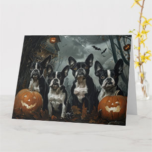 Boston Terrier Halloween Nacht Hondendelerie Kaart