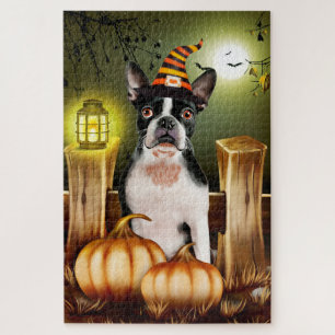 Boston Terrier Halloween puzzel. Legpuzzel