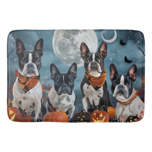 Boston Terrier Halloween Spokenverwekkend Badmat (Voorkant)