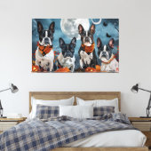 Boston Terrier Halloween Spokenverwekkend Canvas Afdruk (Insitu (Slaapkamer))
