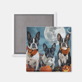 Boston Terrier Halloween Spokenverwekkend Magneet (Voorkant / Achterkant)