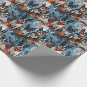 Boston Terriër Halloween Spooky Cadeaupapier (Hoek)