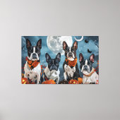 Boston Terriër Halloween Spooky Canvas Afdruk (Voorkant)
