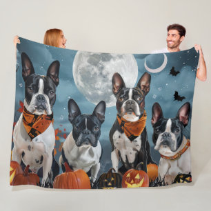 Boston Terriër Halloween Spooky Fleece Deken