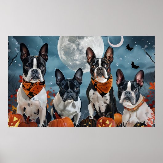 Boston Terriër Halloween Spooky Poster (Voorkant)