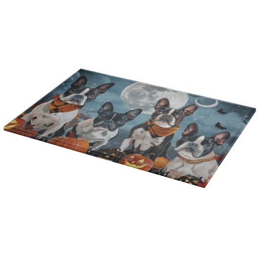 Boston Terriër Halloween Spooky Snijplank (Hoek)