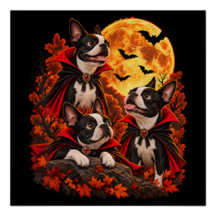Boston Terrier Halloween Vampier Honden Spoken Perfect Poster