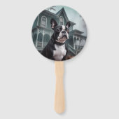 Boston Terrier Halloween Verschrikkelijk Handwaaier (Achterkant)