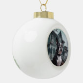 Boston Terrier Halloween Verschrikkelijk Keramische Bal Ornament (Links)