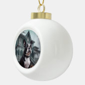 Boston Terrier Halloween Verschrikkelijk Keramische Bal Ornament (Rechts)