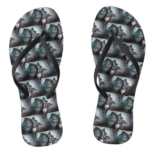 Boston Terrier Halloween Verschrikkelijk Teenslippers (Voetbed)