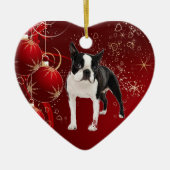 Boston Terrier Hanging Kerstornament Keramisch Ornament (Voorkant)