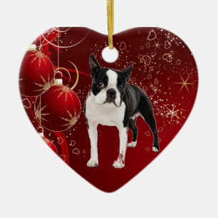Boston Terrier Hanging Kerstornament Keramisch Ornament