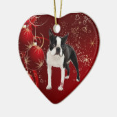 Boston Terrier Hanging Kerstornament Keramisch Ornament (Links)