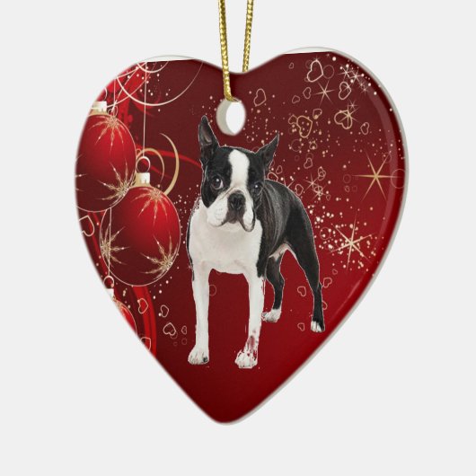 Boston Terrier Hanging Kerstornament Keramisch Ornament (Links)