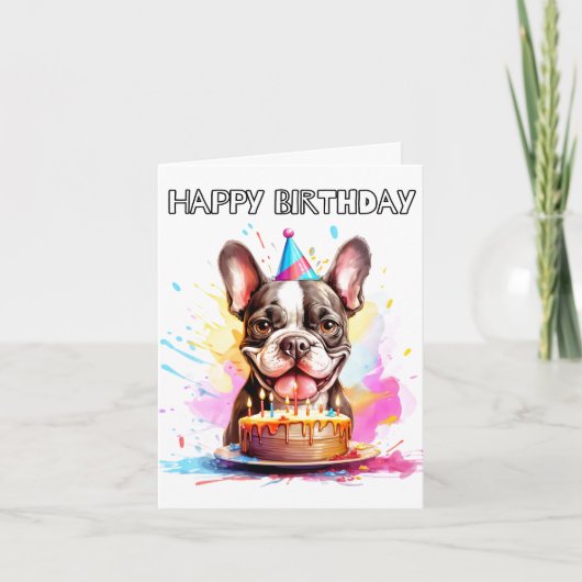 Boston Terrier Happy Birthday Kaart (Voorkant)