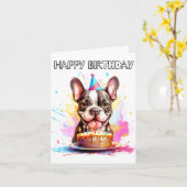 Boston Terrier Happy Birthday Kaart (Gele Bloem)