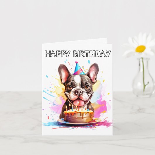 Boston Terrier Happy Birthday Kaart (Kleine Plant)