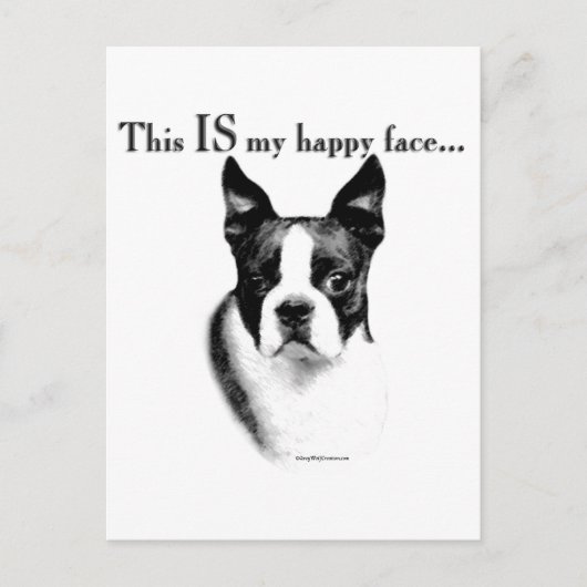 Boston Terrier Happy Face Briefkaart (Voorkant)