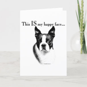 Boston Terrier Happy Face Kaart