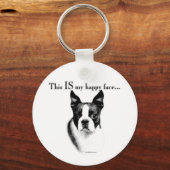 Boston Terrier Happy Face Sleutelhanger (Voorkant)