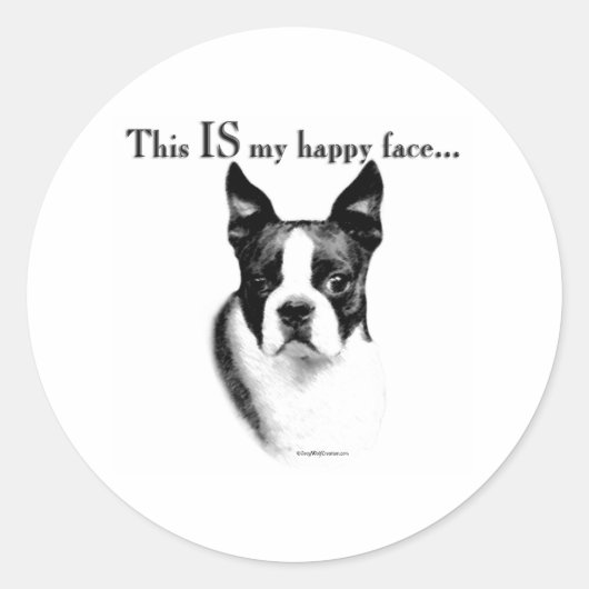 Boston Terrier Happy Face - Sticker (Voorkant)