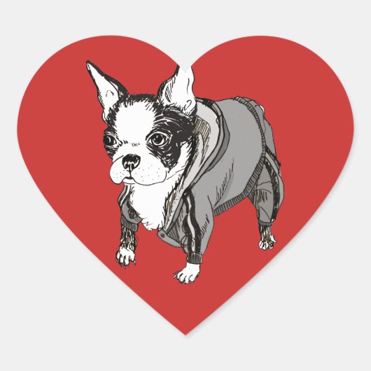 Boston Terrier hartvormige Sticker (Voorkant)