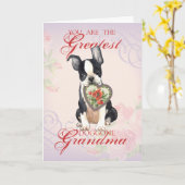 Boston Terrier Heart Grandma Kaart (Gele Bloem)