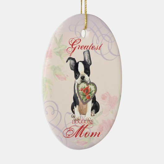Boston Terrier Heart Mam Ceramic Ornament (Rechts)