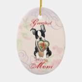 Boston Terrier Heart Mam Ceramic Ornament (Voorkant)