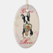 Boston Terrier Heart mama Keramisch Ornament (Rechts)