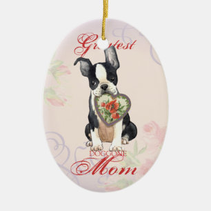 Boston Terrier Heart mama Keramisch Ornament