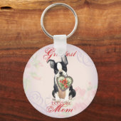 Boston Terrier Heart mama Sleutelhanger (Voorkant)